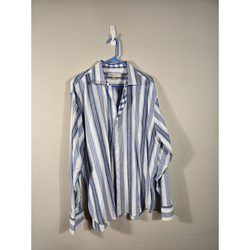 Pronto Uomo Striped Button Up Shirt‎ Long Sleeve Cotton XXL